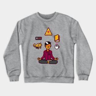 Meditation Games Coffee and Books Crewneck Sweatshirt